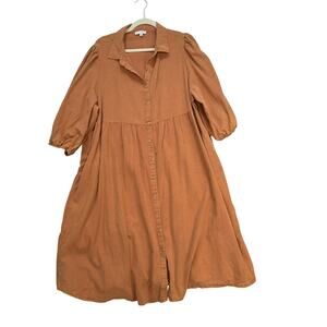 Baltic Born Tiered Midi Dress | Cotton | Rust Orange | Size 1XL